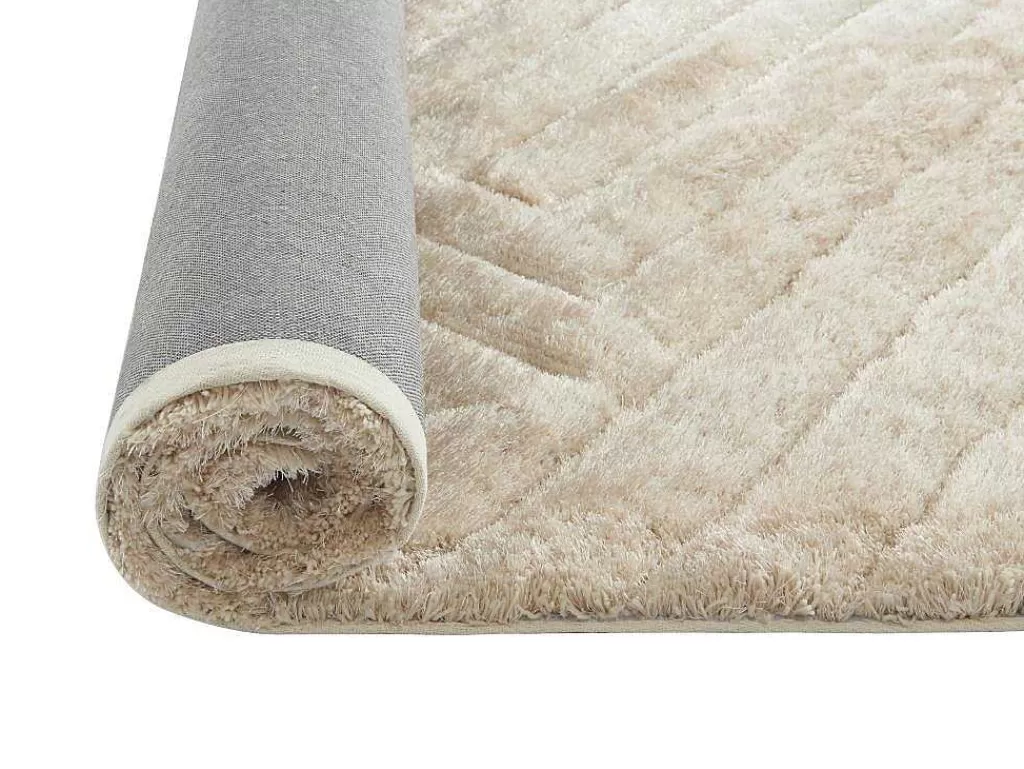 Tapete De Sala*OZAIA Tapete Shaggy De Pelo Comprido Com Relevo 160X230 Cm Branco-Sujo - Maze