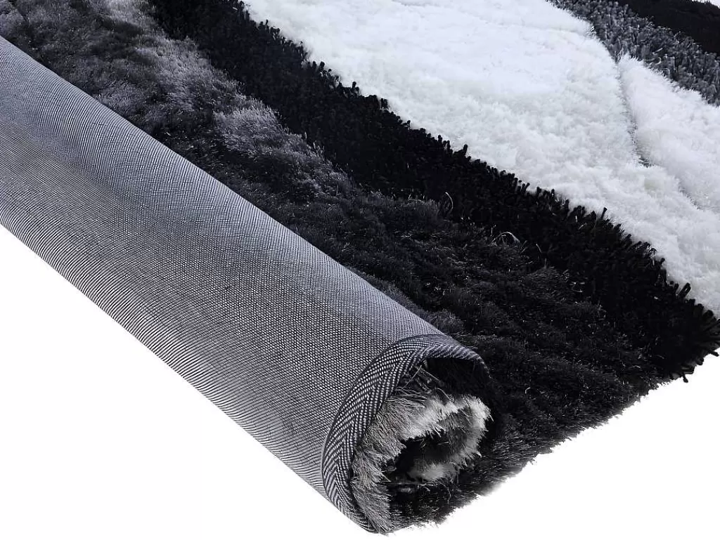 Promoções Decoração*OZAIA Tapete Shaggy Ecume - Poliester Tufado A Mão - Preto E Branco - 160*230 Cm
