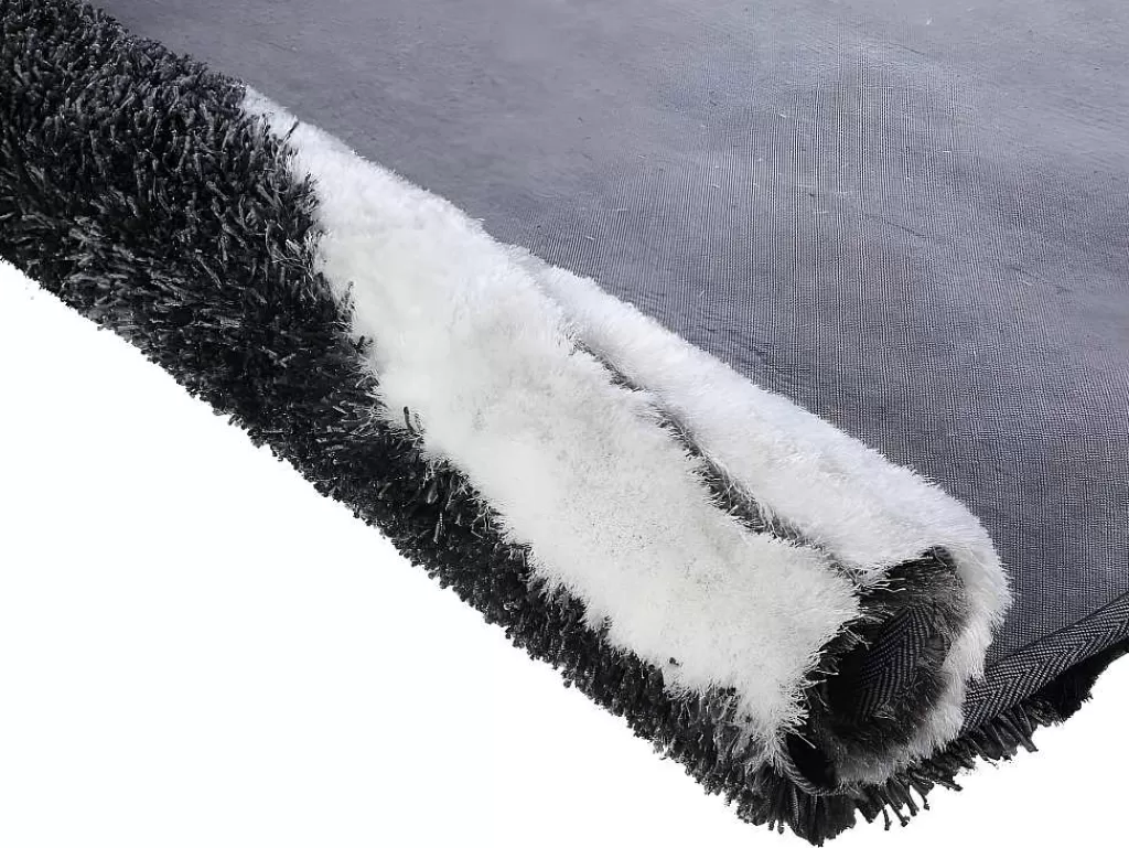 Promoções Decoração*OZAIA Tapete Shaggy Ecume - Poliester Tufado A Mão - Preto E Branco - 160*230 Cm