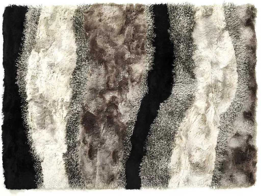 Tapete De Sala*OZAIA Tapete Shaggy Ecume - Poliester Tufado A Mão - Taupe, Branco E Preto - 140 X 200 Cm