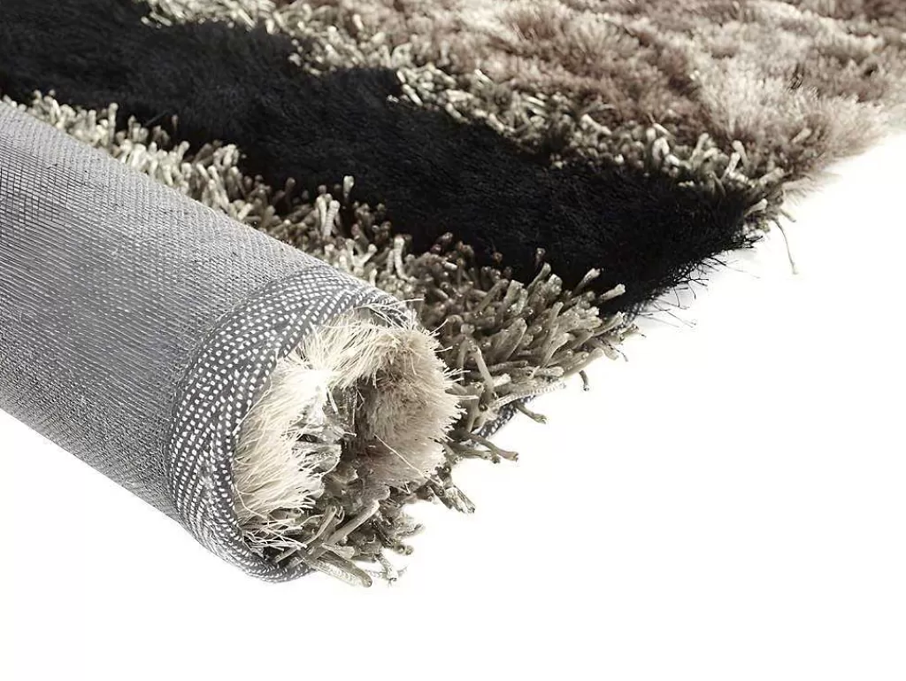 Tapete De Sala*OZAIA Tapete Shaggy Ecume - Poliester Tufado A Mão - Taupe, Branco E Preto - 140 X 200 Cm