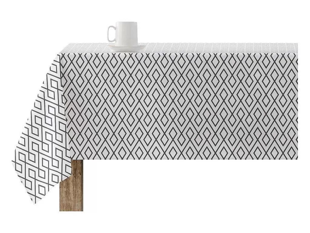 Têxteis De Mesa*Purline Toalha De Mesa 100% Algodao Resistente A Nodoas Com Desenho Geometrico Cinzento