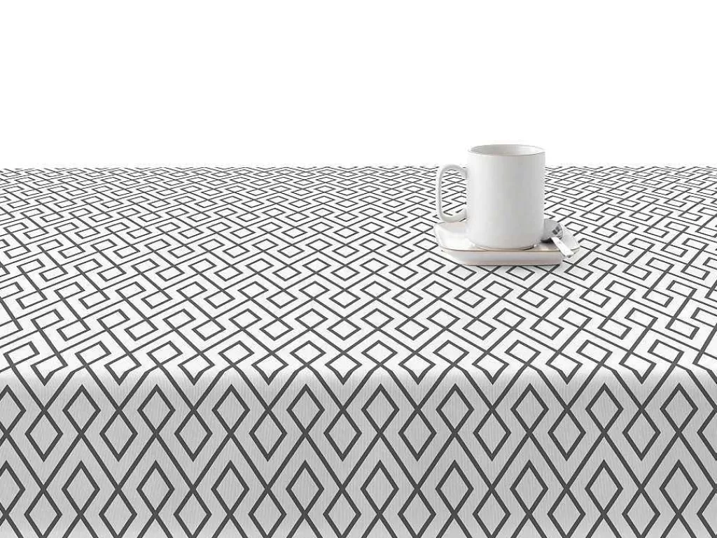 Têxteis De Mesa*Purline Toalha De Mesa 100% Algodao Resistente A Nodoas Com Desenho Geometrico Cinzento