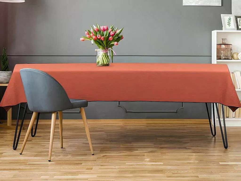Têxteis De Mesa*OZAIA Toalha Em Algodao E Linha Com Borda Preta 170 X 170 Cm Terracota - Borina