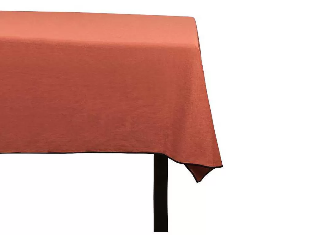 Têxteis De Mesa*OZAIA Toalha Em Algodao E Linha Com Borda Preta 170 X 250 Cm Terracota - Borina