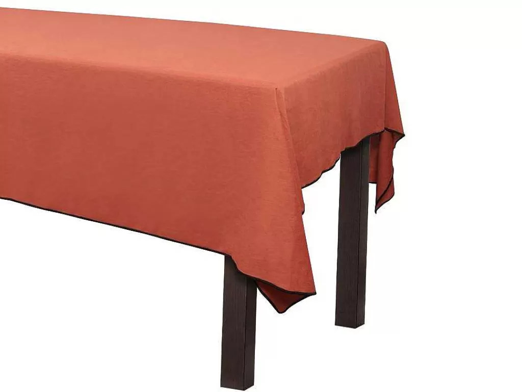 Têxteis De Mesa*OZAIA Toalha Em Algodao E Linha Com Borda Preta 170 X 250 Cm Terracota - Borina