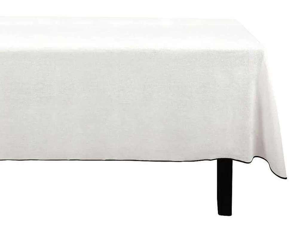 Têxteis De Mesa*OZAIA Toalha Em Algodao E Linha Com Borda Preta 170 X 300 Cm Branco Quebrado - Borina
