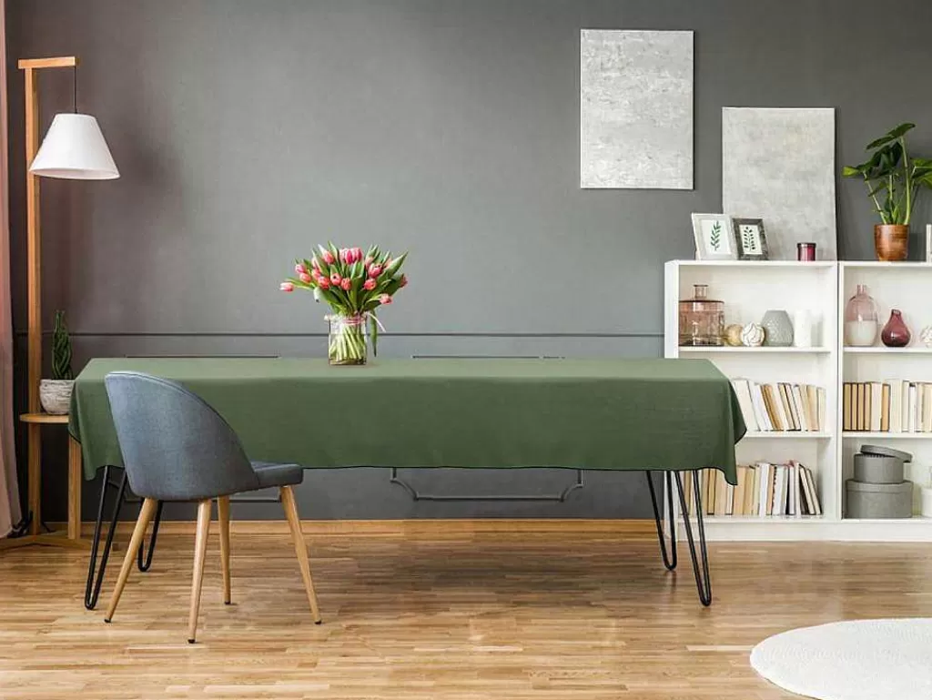 Têxteis De Mesa*OZAIA Toalha Em Algodao E Linha Com Borda Preta 170 X 300 Cm Caqui - Borina