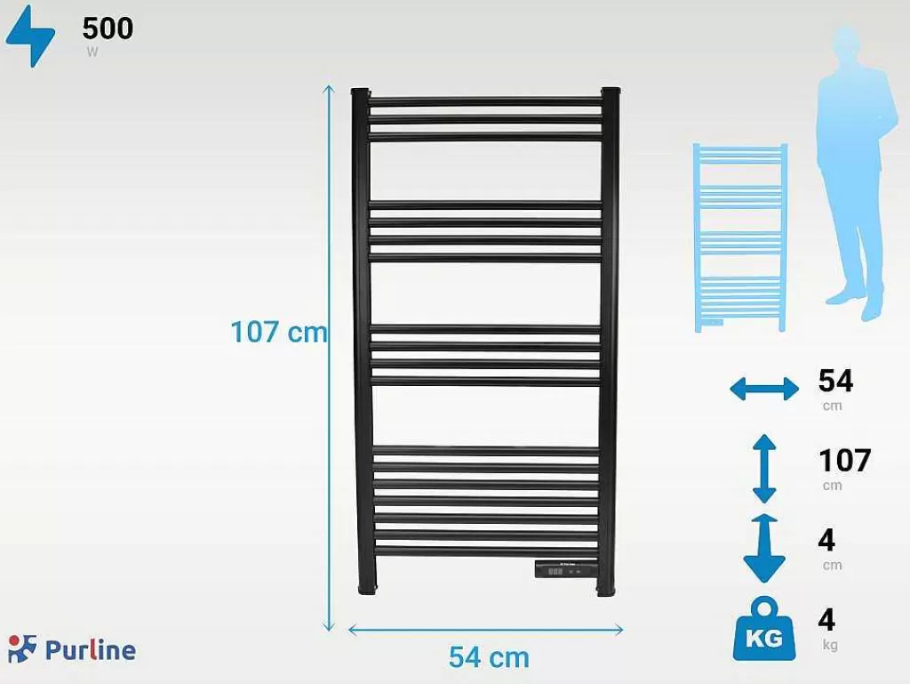 Promoções Casa De Banho & Bem-Estar*Purline Toalheiro De Aluminio De 500 Watt Com Temporizador