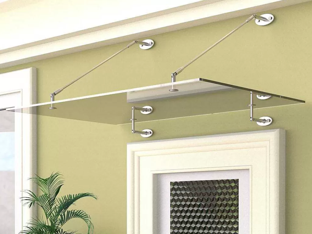 Cobertura De Porta*Vente-unique Toldo De Porta Em Aco Inoxidavel 150 X 100 Cm Liso Inclinavel Prateado - Rami