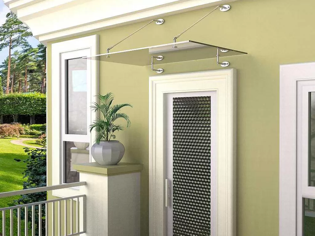 Cobertura De Porta*Vente-unique Toldo De Porta Em Aco Inoxidavel 150 X 100 Cm Liso Inclinavel Prateado - Rami