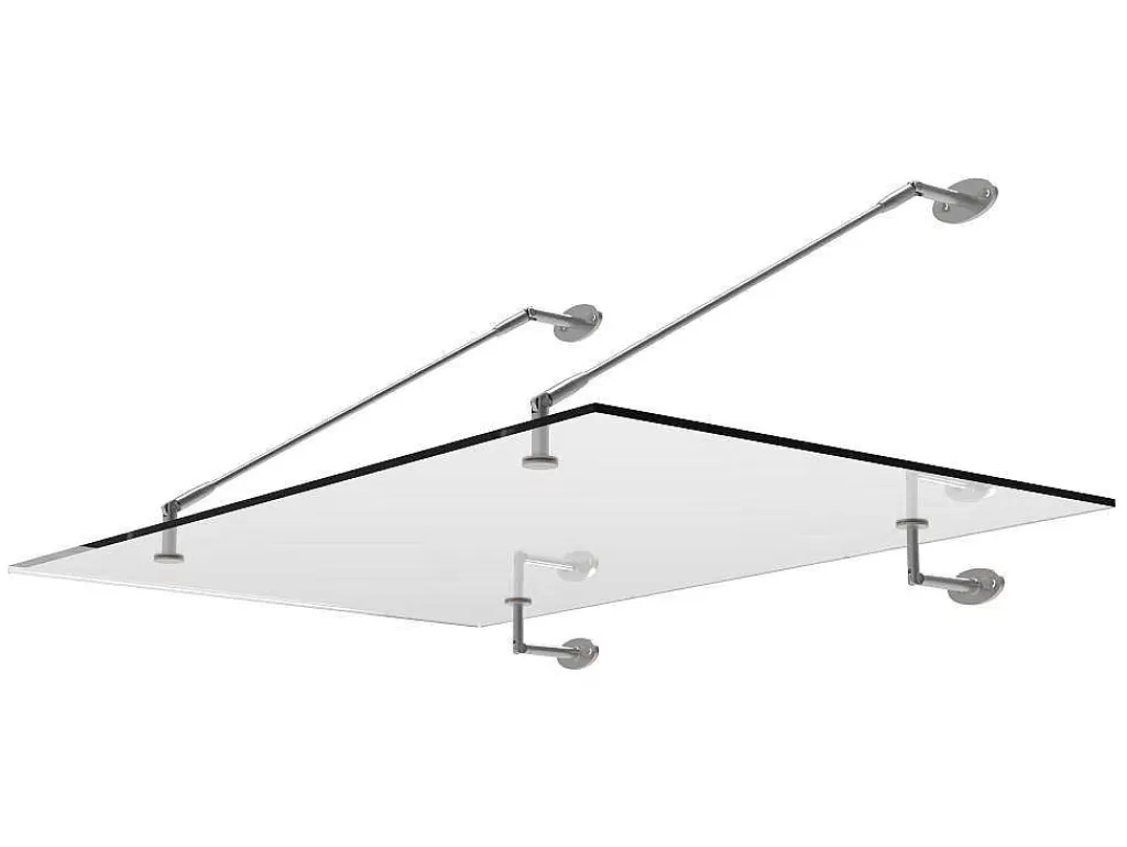 Cobertura De Porta*Vente-unique Toldo De Porta Em Aco Inoxidavel 150 X 100 Cm Liso Inclinavel Prateado - Rami