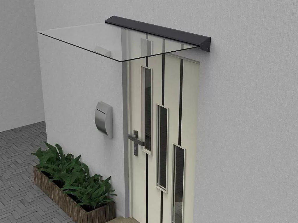 Cobertura De Porta*Vente-unique Toldo De Porta Em Aluminio 140X90 Cm Liso Com Leds - Luxama