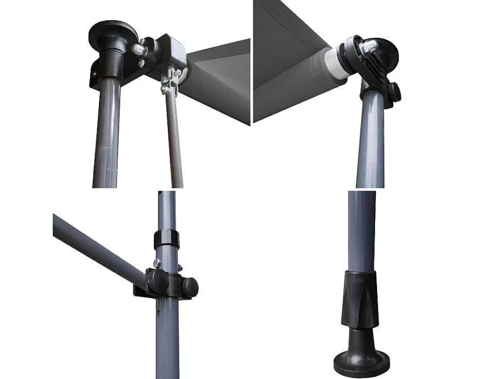 Toldo E Persiana De Exterior*Happy Garden Toldo De Varanda Chene 2 1,2M - Tecido Antracite E Moldura Cinzenta