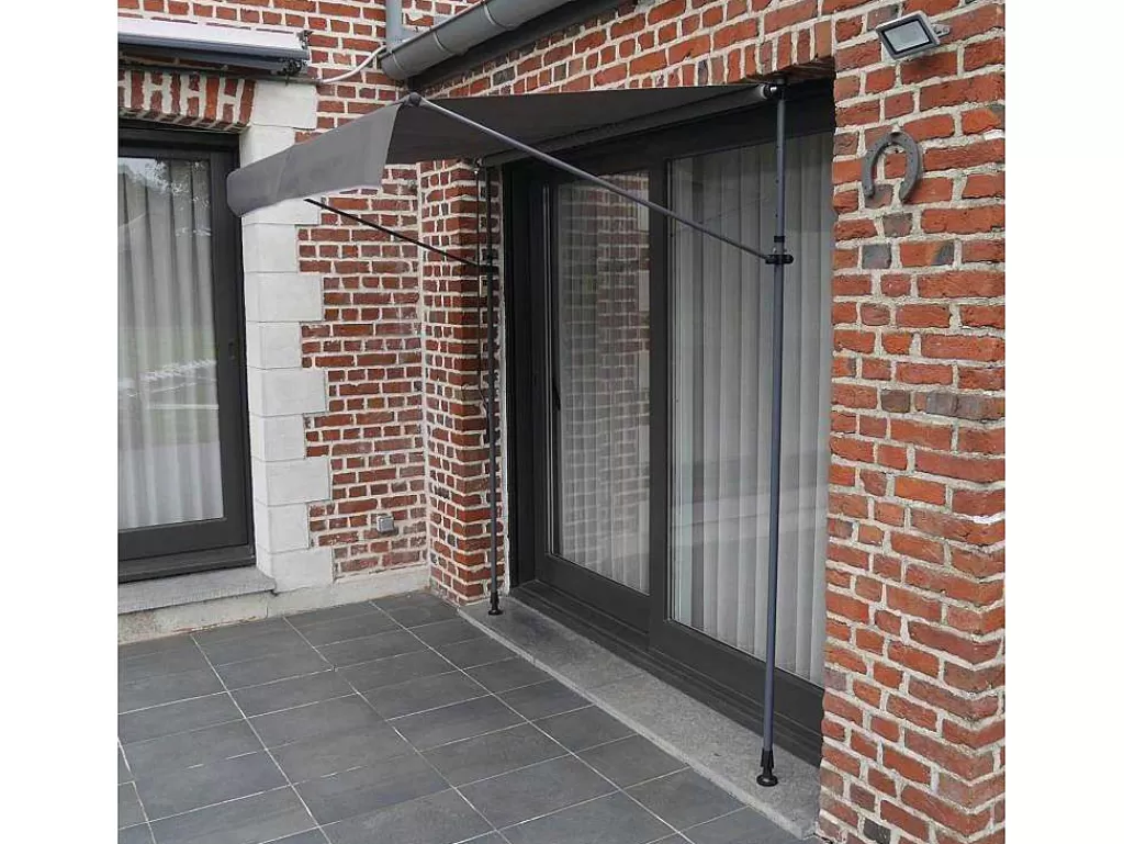 Toldo E Persiana De Exterior*Happy Garden Toldo De Varanda Chene 2 1,2M - Tecido Antracite E Moldura Cinzenta