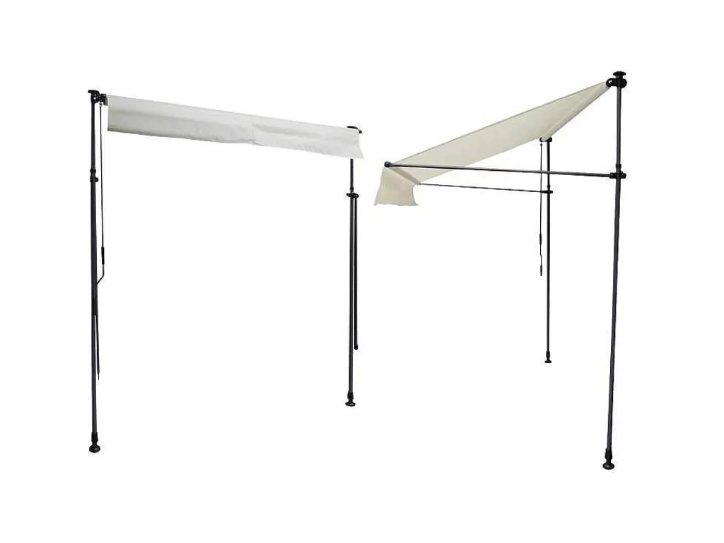 Toldo E Persiana De Exterior*Happy Garden Toldo De Varanda Chene 2 1,2M - Tecido Bege E Moldura Cinzenta