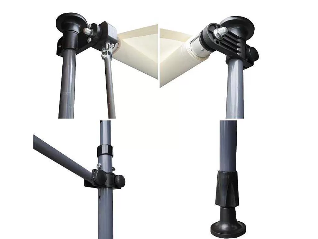Toldo E Persiana De Exterior*Happy Garden Toldo De Varanda Chene 3 1,2M - Tecido Bege E Estrutura Cinzenta