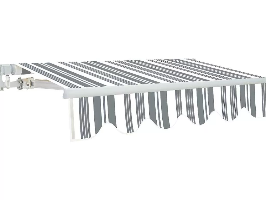 Toldo E Persiana De Exterior*Vente-unique Toldo Retratil Manual Paleas 3,95 X 2,5 M - Cinza E Branco