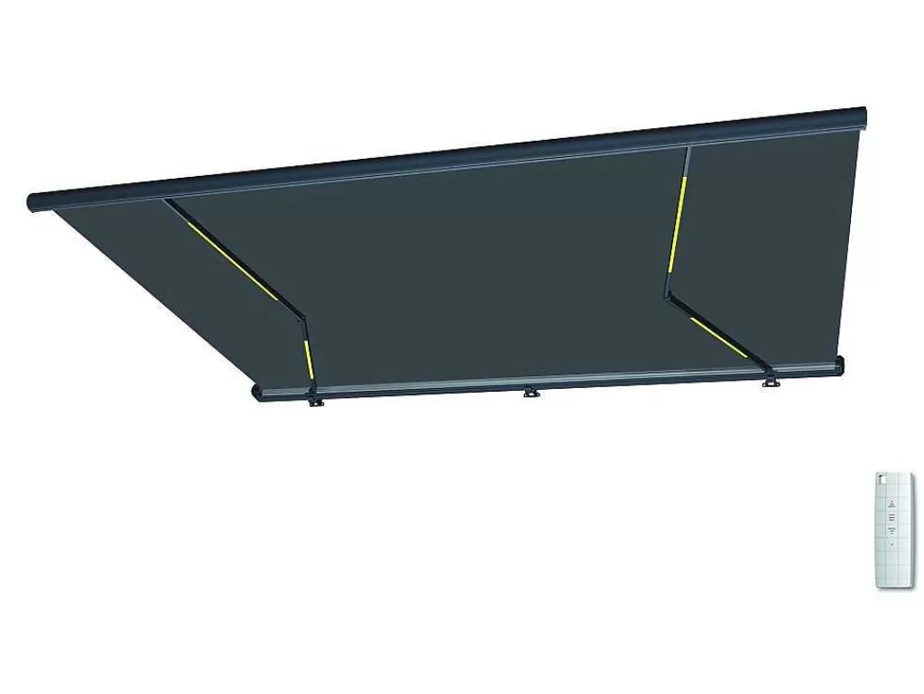 Toldo E Persiana De Exterior*Vente-unique Toldo Retratil Motorizado Com Leds E Caixa Integral 6 X 3,5 M, Lona Acrilico Antracite - Galaxa