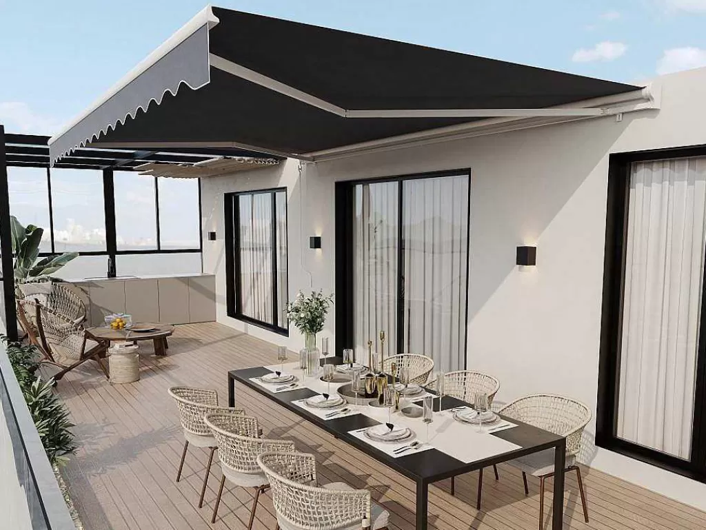 Toldo E Persiana De Exterior*Vente-unique Toldo Retratil Motorizado Com Semicaixa 5 X 3 M Antracite - Cofana