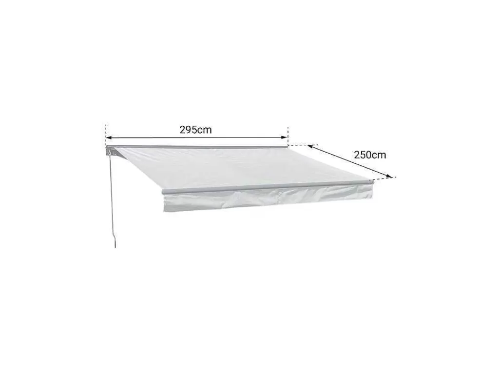 Toldo E Persiana De Exterior*Happy Garden Toldo Saule 2,95 2,5M Com Semi-Canopia - Tecido Listrado Branco/Cinzento E Estrutura Branca