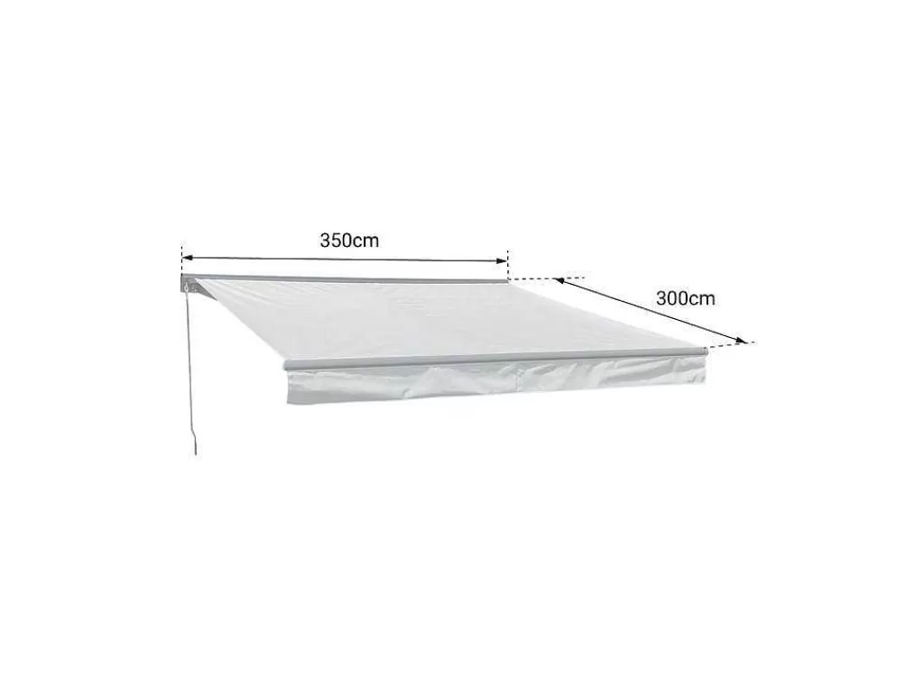 Toldo E Persiana De Exterior*Happy Garden Toldo Saule 3,5 3M Com Semi-Canopy - Tecido Branco/Cinzento Riscado E Estrutura Branca