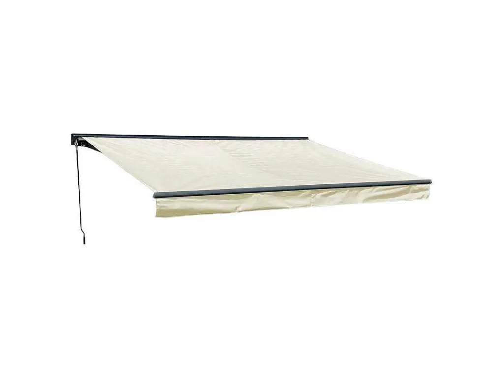 Toldo E Persiana De Exterior*Happy Garden Toldo Saule 3,95 3M Com Semi-Canopia - Tecido Bege E Estrutura Cinzenta