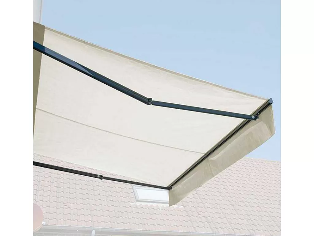 Toldo E Persiana De Exterior*Happy Garden Toldo Saule 3,95 3M Com Semi-Canopia - Tecido Bege E Estrutura Cinzenta