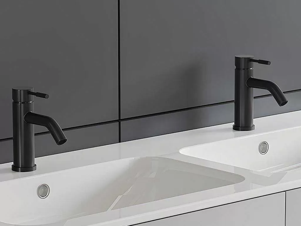 Torneira*Shower & Design Torneira Misturadora Mecanica Arredondada Em Inox Escovado Preto Mate A17 Cm - Salavan