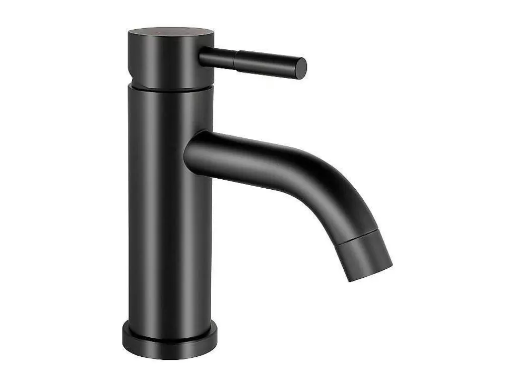 Torneira*Shower & Design Torneira Misturadora Mecanica Arredondada Em Inox Escovado Preto Mate A17 Cm - Salavan