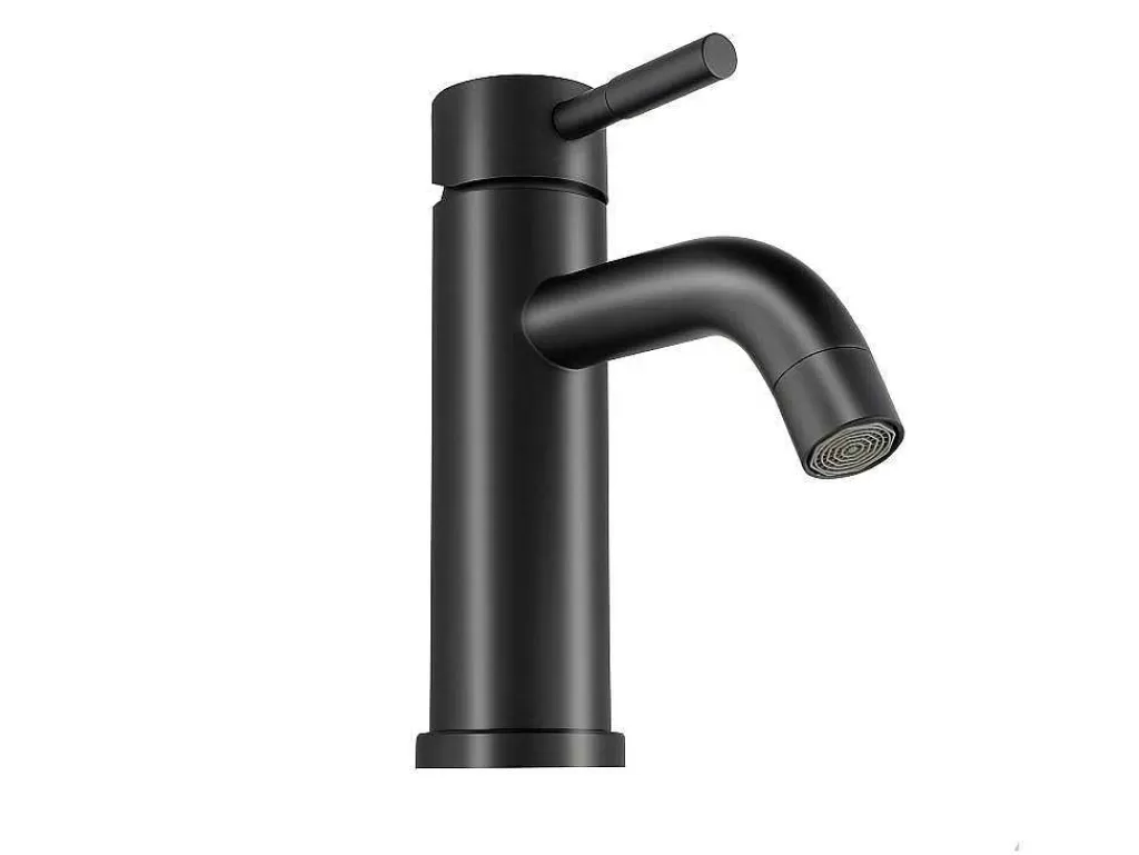 Torneira*Shower & Design Torneira Misturadora Mecanica Arredondada Em Inox Escovado Preto Mate A17 Cm - Salavan