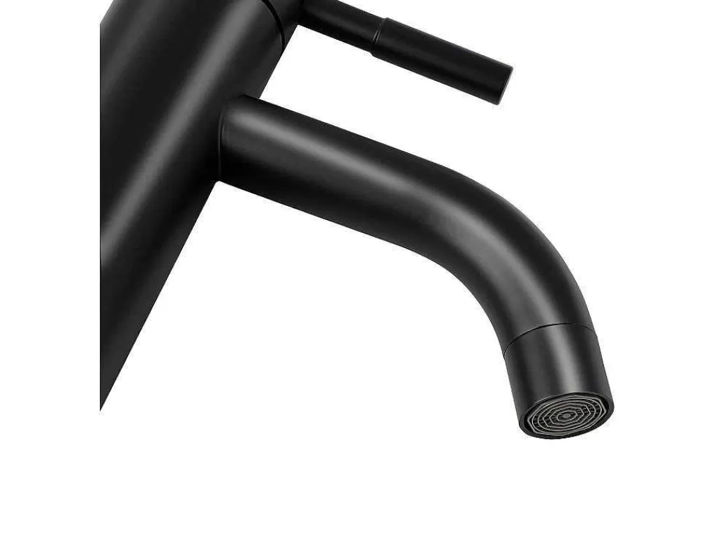 Torneira*Shower & Design Torneira Misturadora Mecanica Arredondada Em Inox Escovado Preto Mate A17 Cm - Salavan
