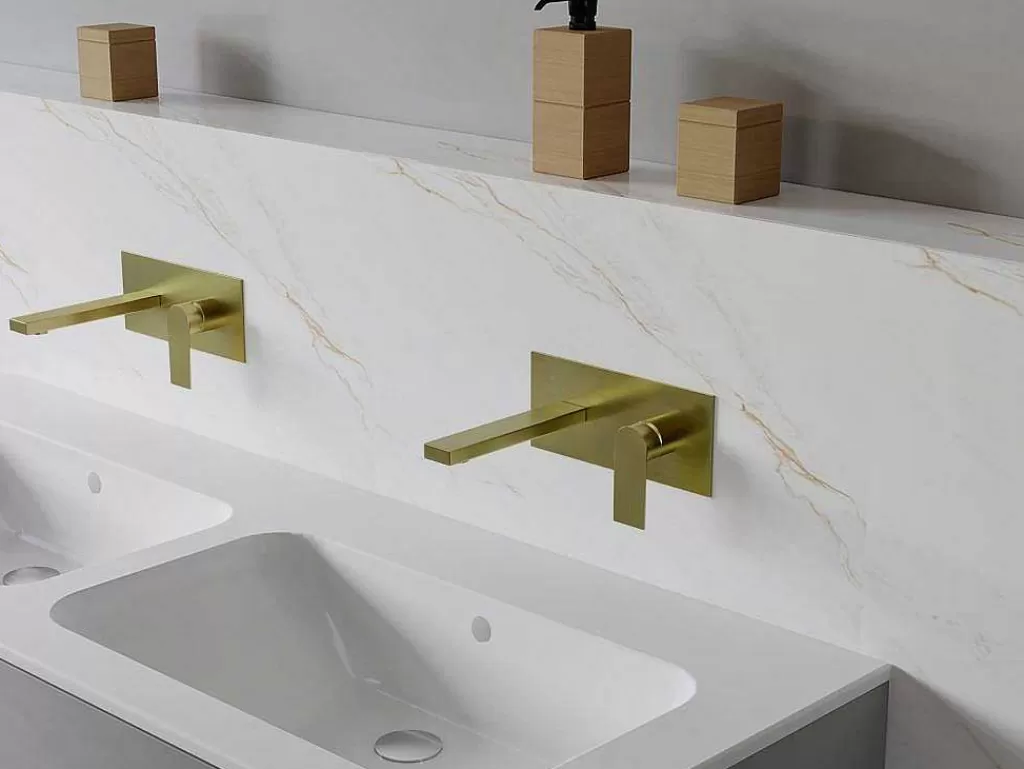 Torneira*Shower & Design Torneira Misturadora Mecanica De Encastrar Quadrada Dourado Acabamento Alisado - Vistula