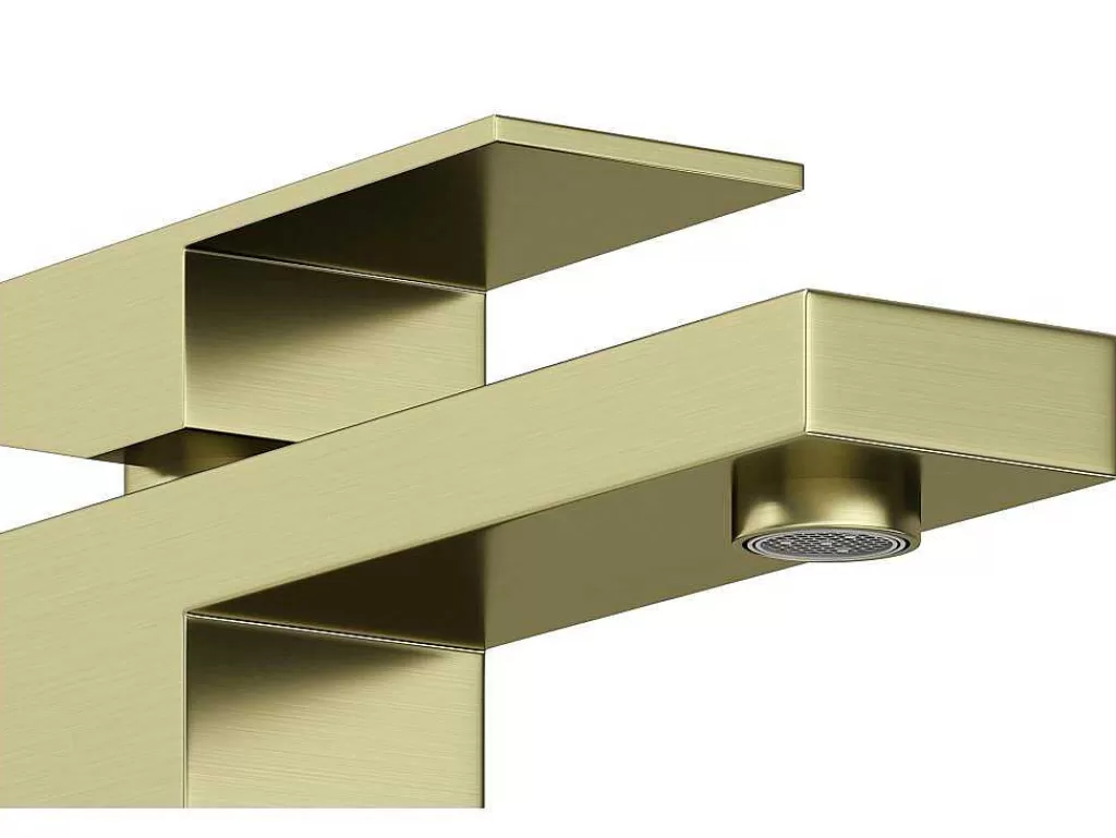 Torneira*Shower & Design Torneira Misturadora Mecanica Quadrada A15,7 Cm Dourado Acabamento Acetinado - Vipava