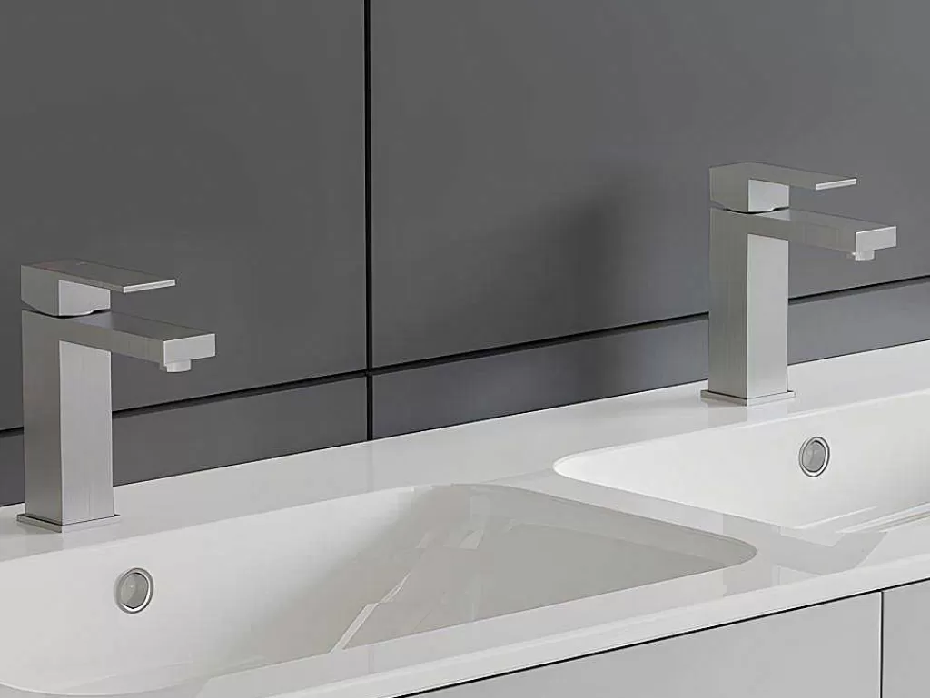 Torneira*Shower & Design Torneira Misturadora Mecanica Quadrada Em Inox Cor Niquel Escovado A17,3 Cm - Canilas