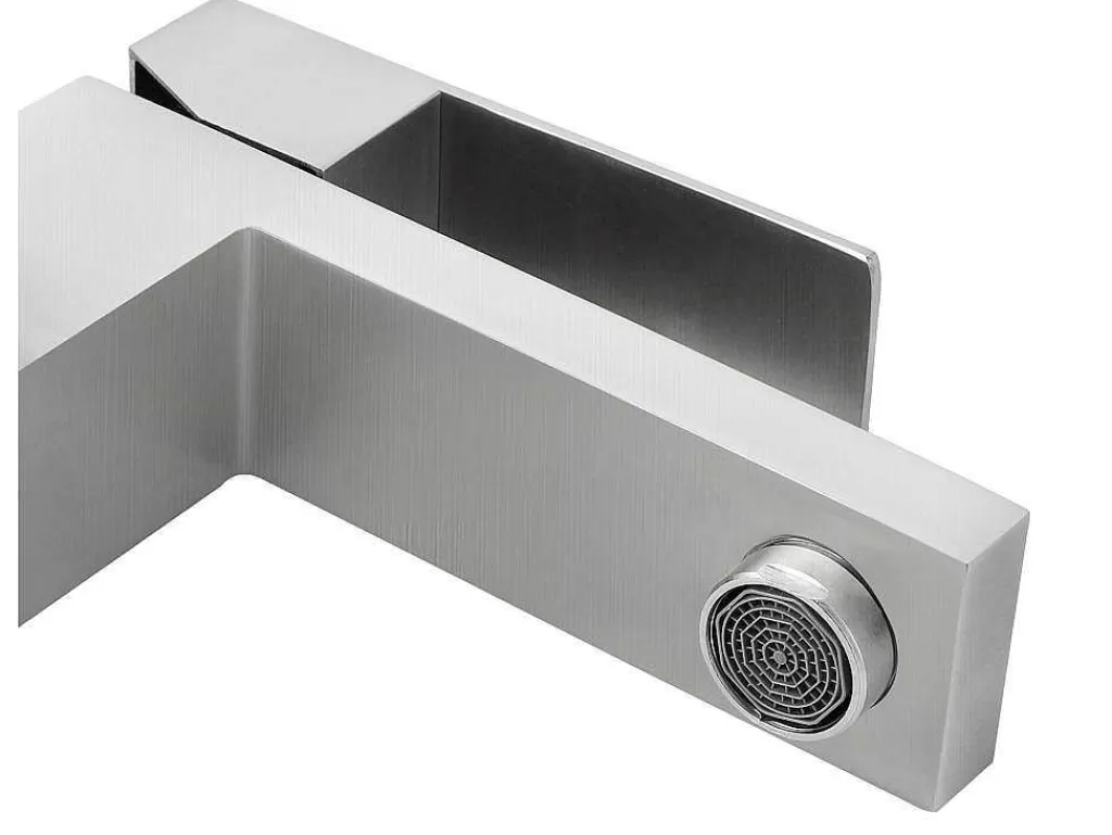 Torneira*Shower & Design Torneira Misturadora Mecanica Quadrada Em Inox Cor Niquel Escovado A17,3 Cm - Canilas