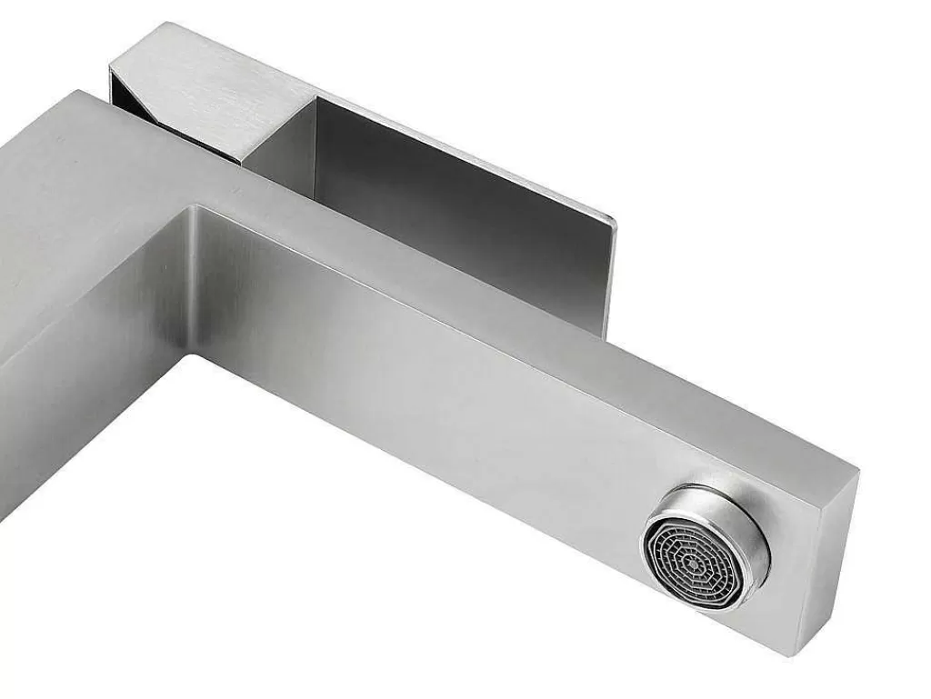 Torneira*Shower & Design Torneira Misturadora Mecanica Quadrada Em Inox Cor Niquel Escovado A31 Cm - Canilas