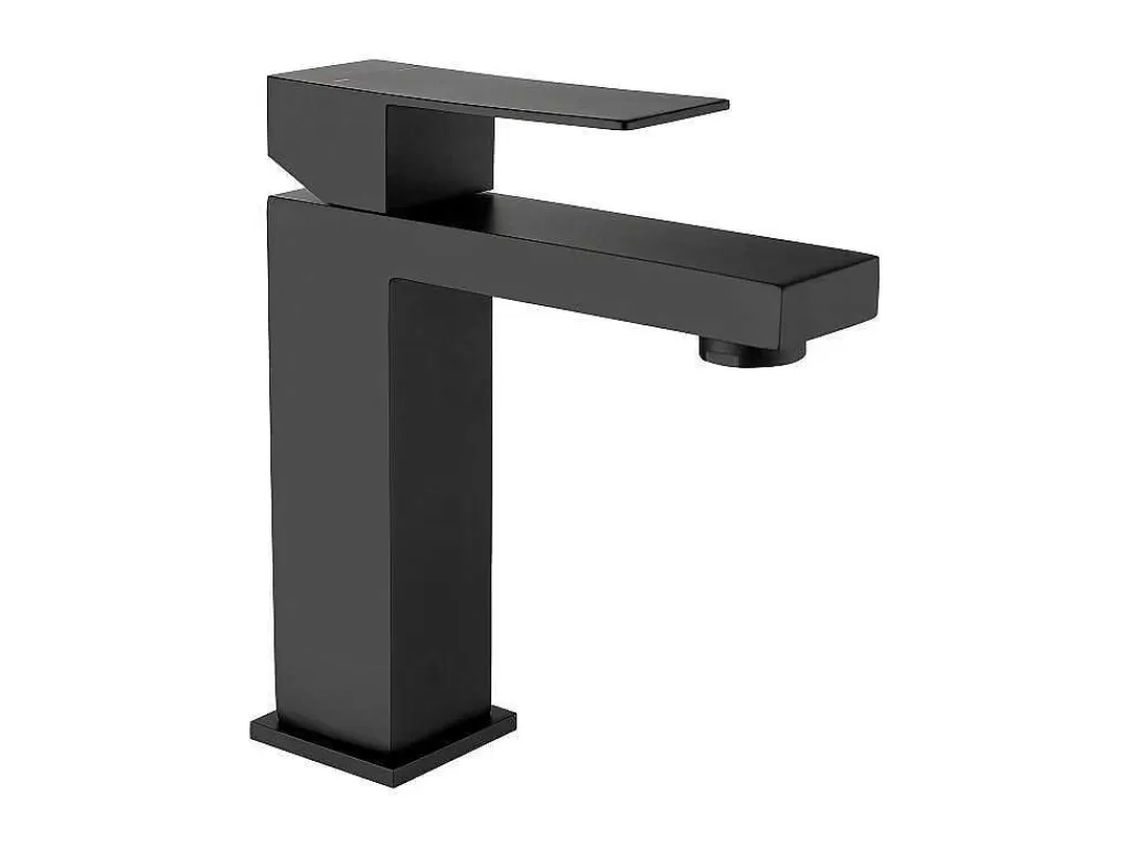 Torneira*Shower & Design Torneira Misturadora Mecanica Quadrada Em Inox Escovado Preto Mate A17,3 Cm - Canilas
