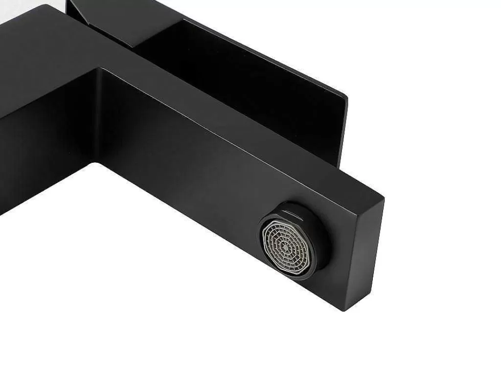 Torneira*Shower & Design Torneira Misturadora Mecanica Quadrada Em Inox Escovado Preto Mate A17,3 Cm - Canilas