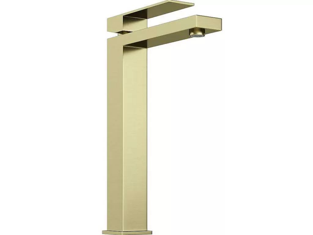 Torneira*Shower & Design Torneira Misturadora Mecanica Quadrada Sobrelevada A29,5 Cm Dourado Acabamento Acetinado - Vipava