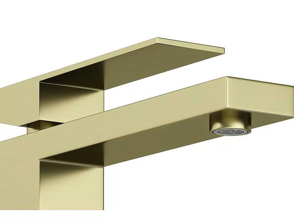Torneira*Shower & Design Torneira Misturadora Mecanica Quadrada Sobrelevada A29,5 Cm Dourado Acabamento Acetinado - Vipava