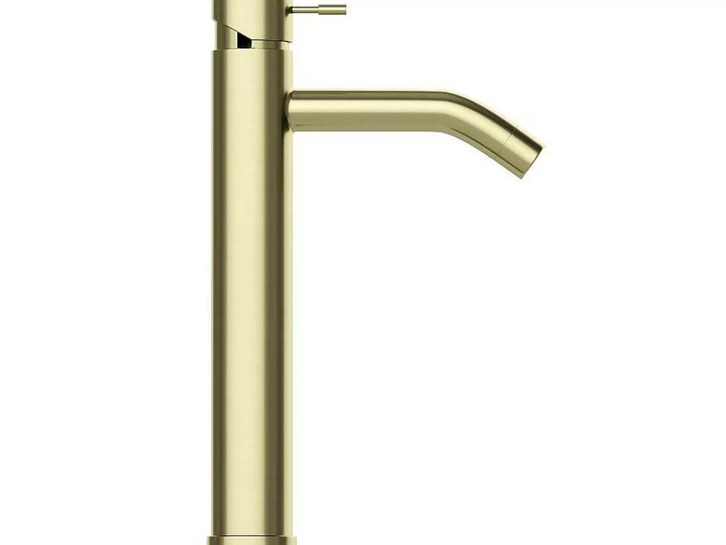 Torneira*Shower & Design Torneira Misturadora Mecanica Sobrelevada Com Extremidade Arredondada, Dourada Acabamento Acetinado - Arlanza