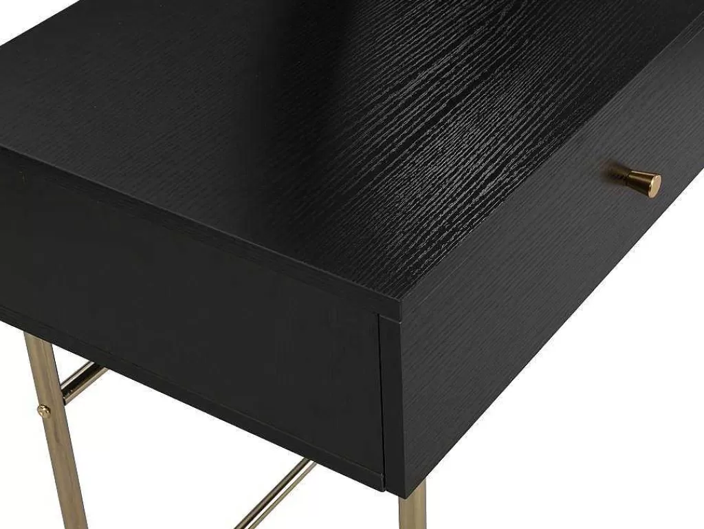 Toucador*PASCAL MORABITO Toucador Com Espelho E 2 Gavetas Mdf E Aco Preto E Dourado - Milavia De