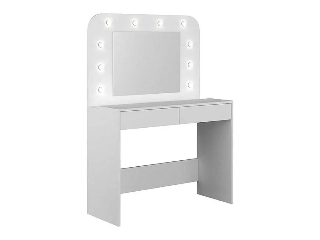 Toucador*Vente-unique Toucador Com Espelho, Leds E Espacos De Arrumação Cor Branco - Josephine