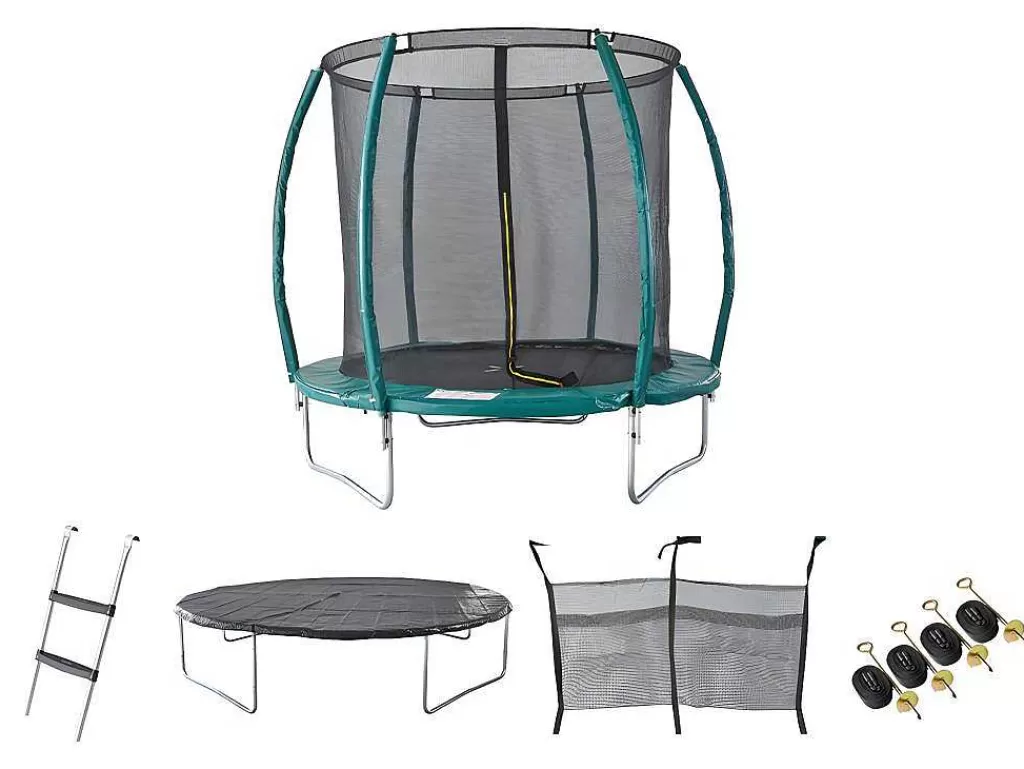 Jogo De Exterior*Vente-unique Trampolim Com Rede De Protecao Interior, Escada, Cobertura E Kit De Ancoragem De D. 366 Cm - Wallaby