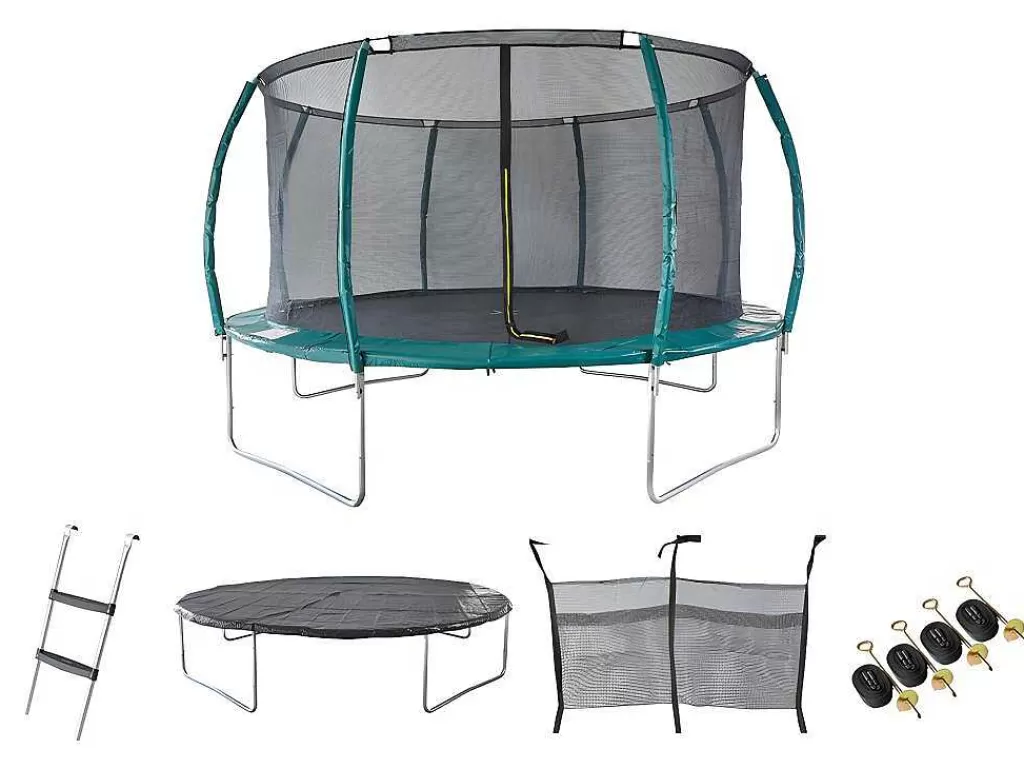 Jogo De Exterior*Vente-unique Trampolim Com Rede De Protecao Interior, Escada, Cobertura E Kit De Ancoragem De D. 427 Cm - Wallaby
