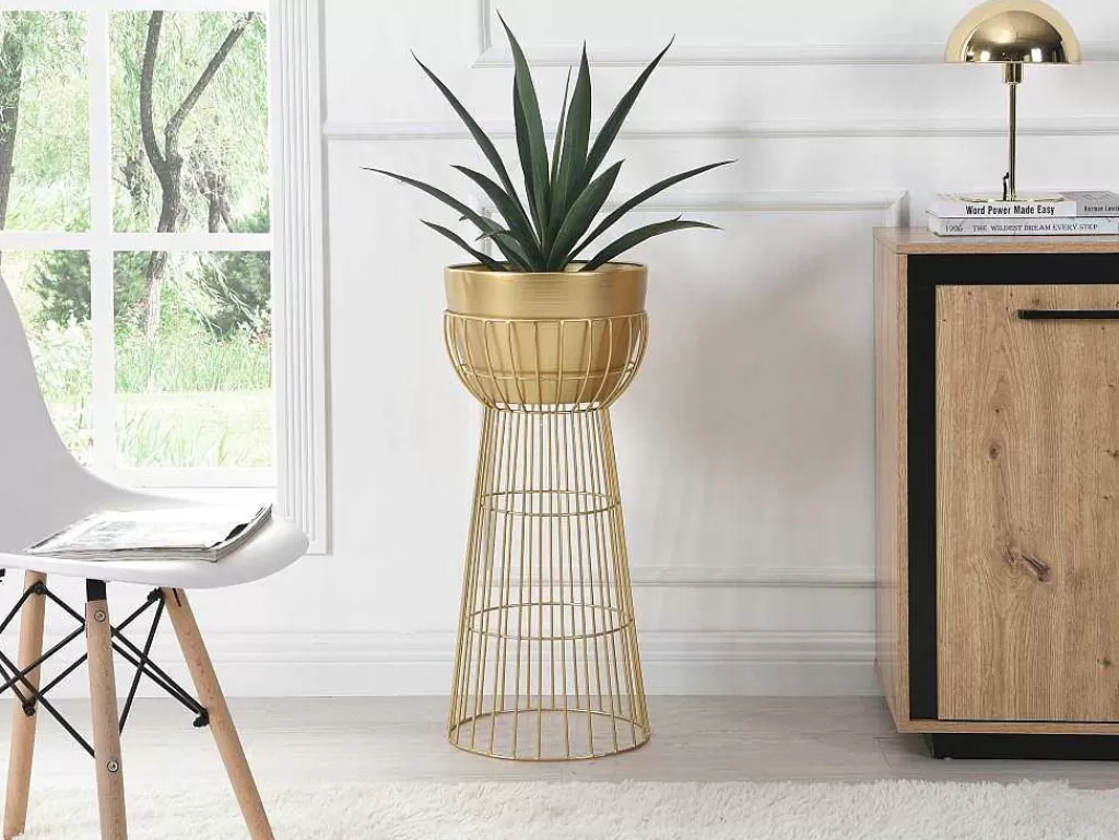 Promoções Decoração*OZAIA Vaso De Ornamentacao Filiforme Em Metal D. 30 X A. 71 Cm Dourado - Cemoro