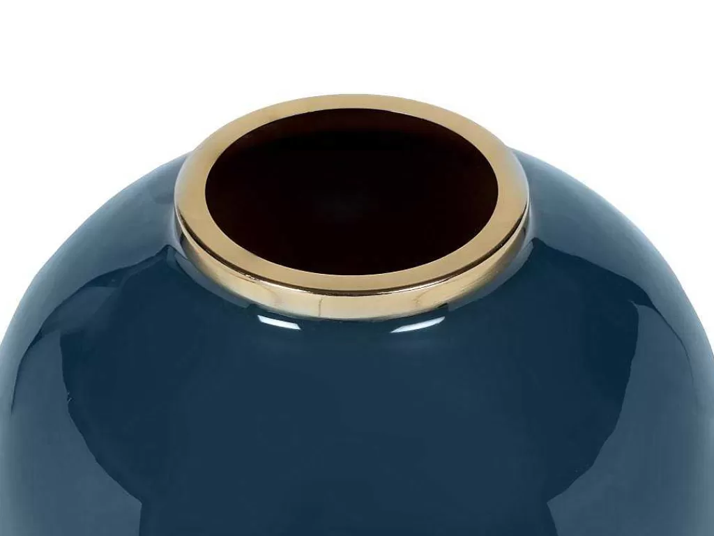 Objeto De Decoração Interior*OZAIA Vaso Em Meta Esmaltado D. 29 X A. 36 Cm Acabamento Latao Preto - Klaudia