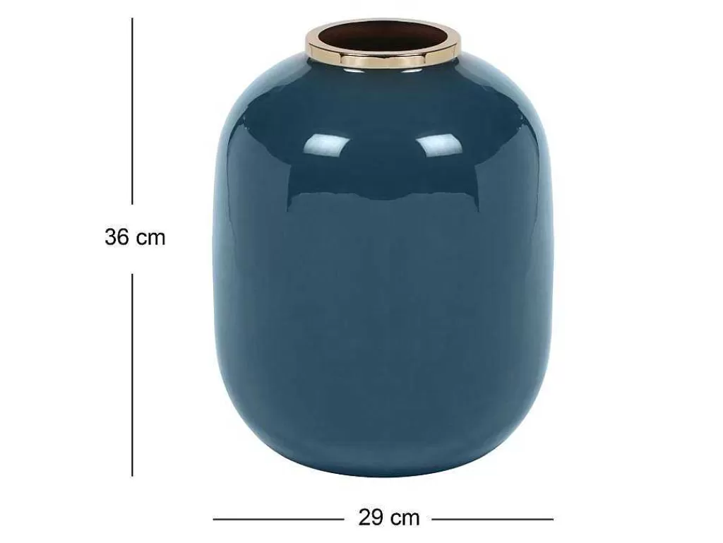 Objeto De Decoração Interior*OZAIA Vaso Em Meta Esmaltado D. 29 X A. 36 Cm Acabamento Latao Preto - Klaudia