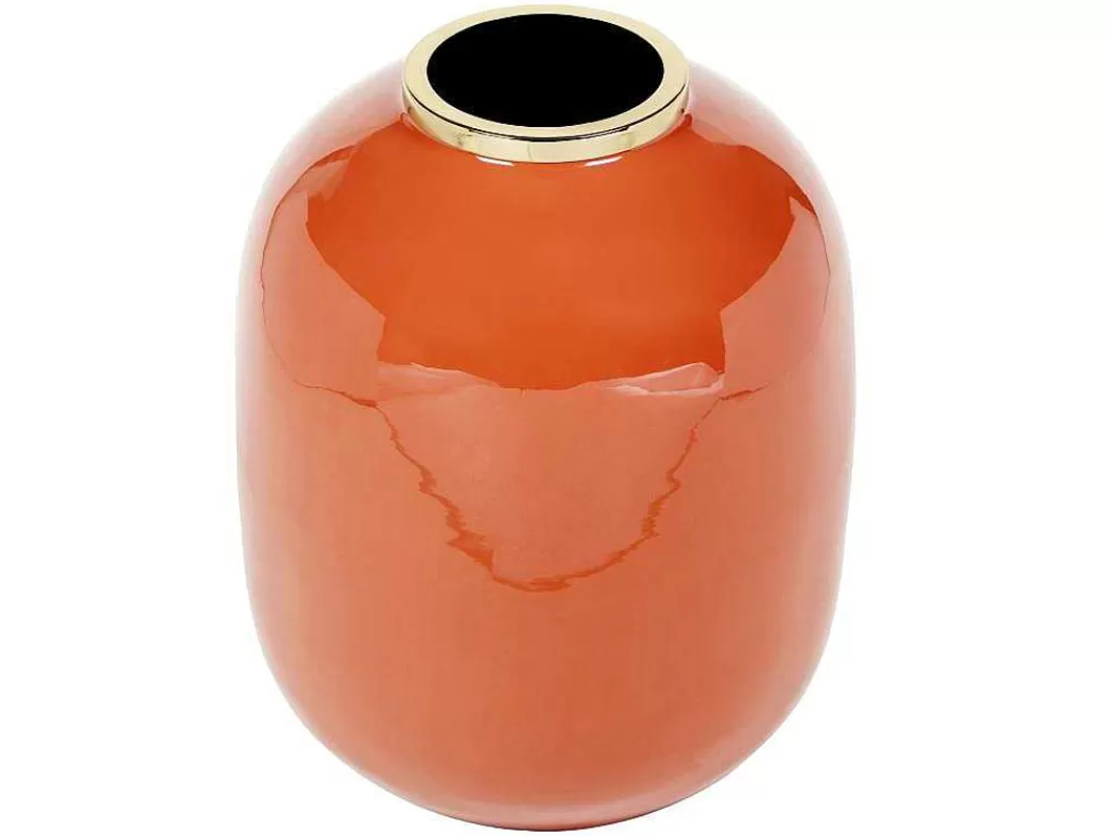 Objeto De Decoração Interior*OZAIA Vaso Em Metal Esmaltado D.29 X A.36 Cm Acabamento Latao Terracota - Klaudia